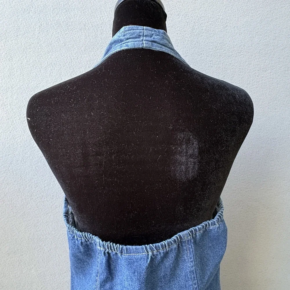 Vintage My Michelle Halter Dress 11/12 Denim 90s Boho Festival Y2K Casual Chic - Picture 4 of 10